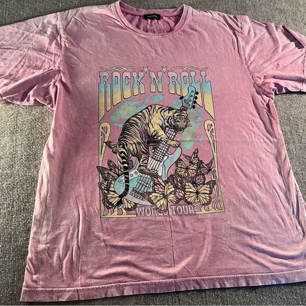 Pink Rock and Roll Graphic T-Shirt